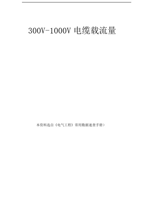 最新常用电缆电缆载流量表
