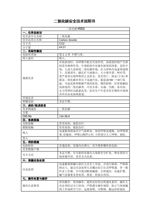 二氧化碳安全技术说明书2019版