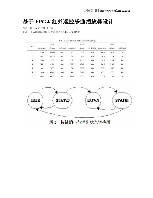 基于FPGA红外遥控乐曲播放器设计