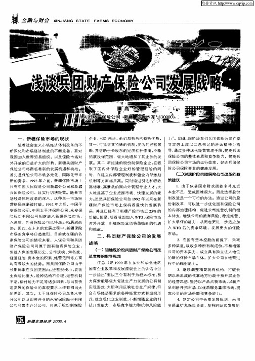 浅谈兵团财产保险公司发展战略