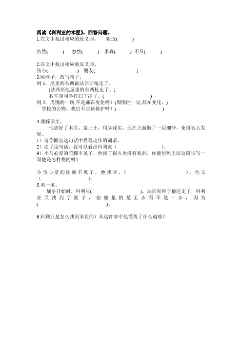 科利亚的木匣同步练习