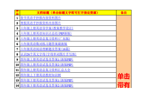 2015年小学英语寒假作业答案寒假作业辅导资料(精心搜集整理)