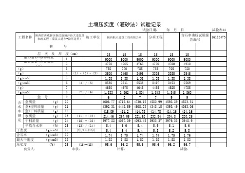 陕西市政专用版2016.9灌砂法压实度自动计算表格陕西市政专用版2016.9