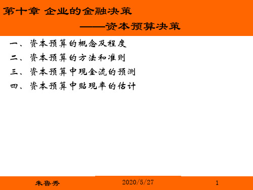 第十章企业金融决策——资本预算决策