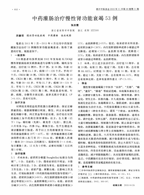 中药灌肠治疗慢性肾功能衰竭53例