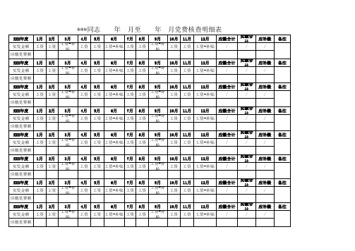 补缴党费明细表(格式)