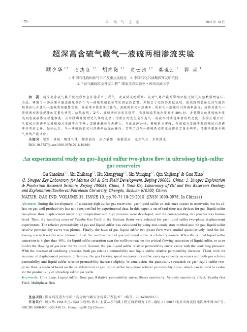超深高含硫气藏气—液硫两相渗流实验
