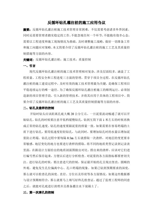 反循环钻孔灌注桩的施工应用刍议