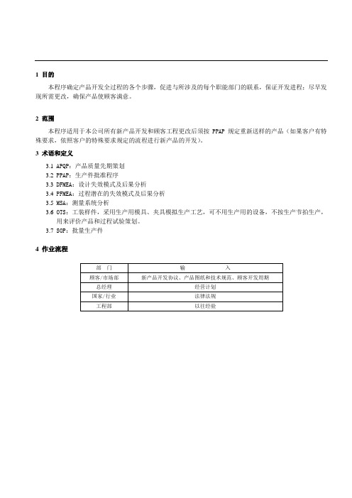 产品质量先期策划控制程序