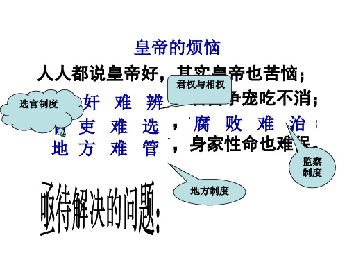 岳麓版高一历史必修一第一单元第3课《古代政治制度的成熟》优秀教学课件(29张)(共29张PPT)