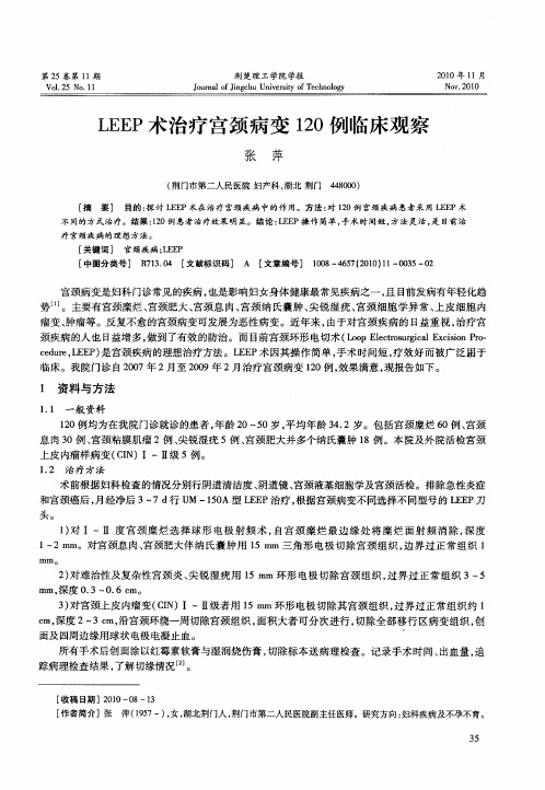 LEEP术治疗宫颈病变120例临床观察