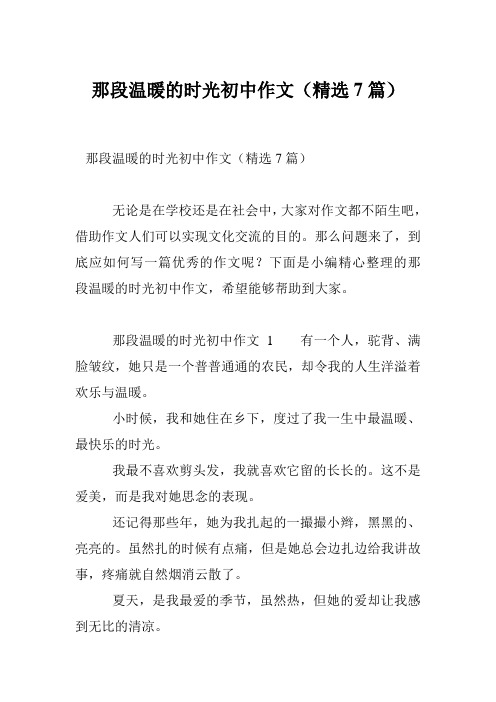 那段温暖的时光初中作文(精选7篇)