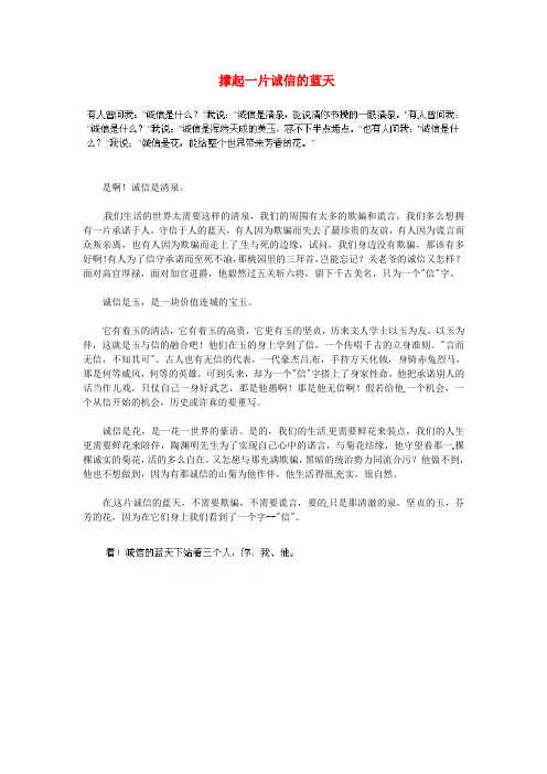 湖北省通山县杨芳中学高中语文学生作文 撑起一片诚信的蓝天素材
