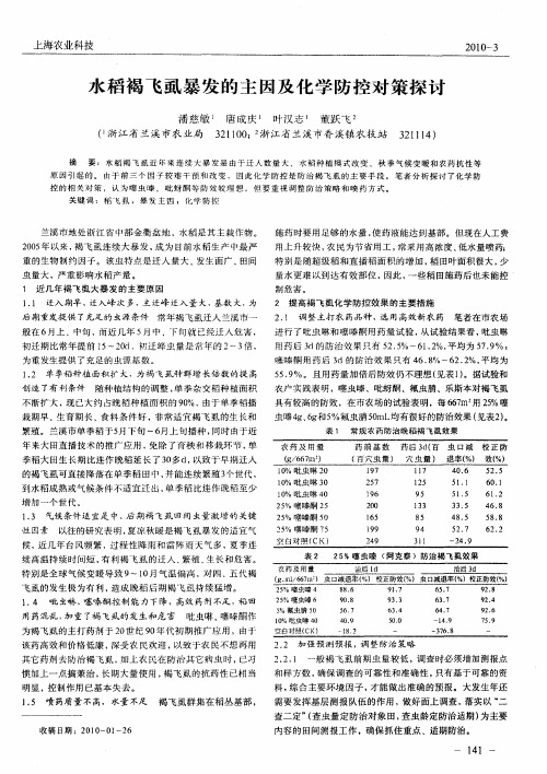 水稻褐飞虱暴发的主因及化学防控对策探讨