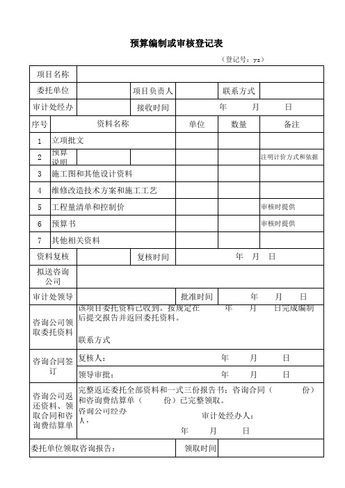 预算编制或审核登记表