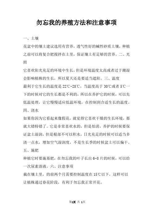 勿忘我的养殖方法和注意事项 