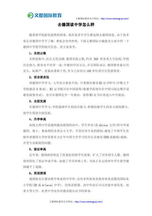 去德国读中学怎么样