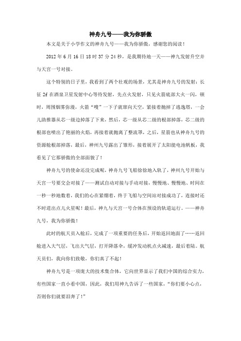 神舟九号——我为你骄傲_小学作文