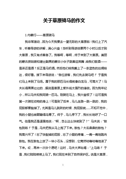 关于草原骑马的作文