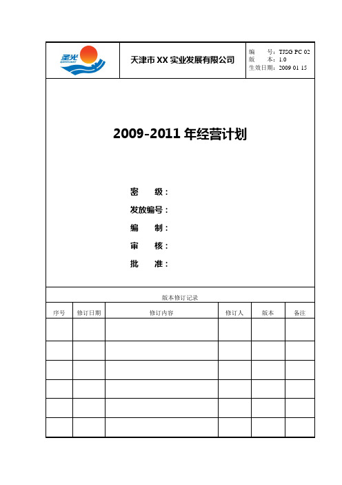 XX三年经营计划