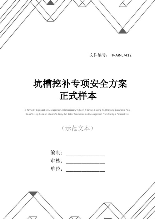 坑槽挖补专项安全方案正式样本
