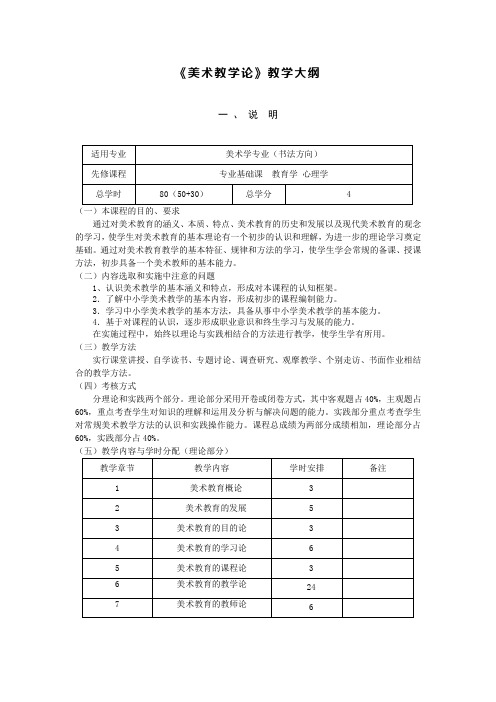 《美术教学论》教学大纲