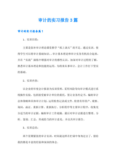 审计的实习报告3篇