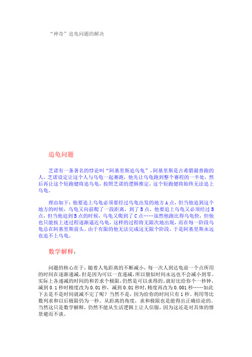 “神奇”追龟问题的解决