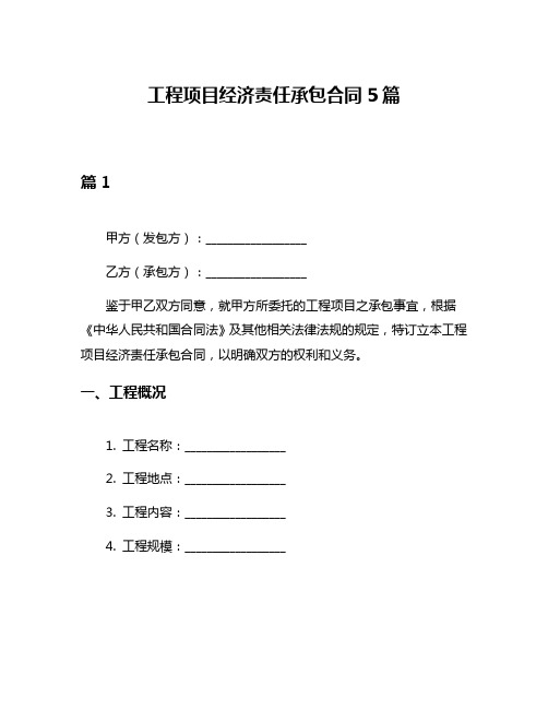 工程项目经济责任承包合同5篇