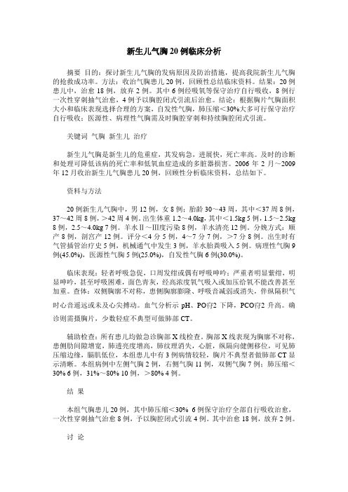 新生儿气胸20例临床分析