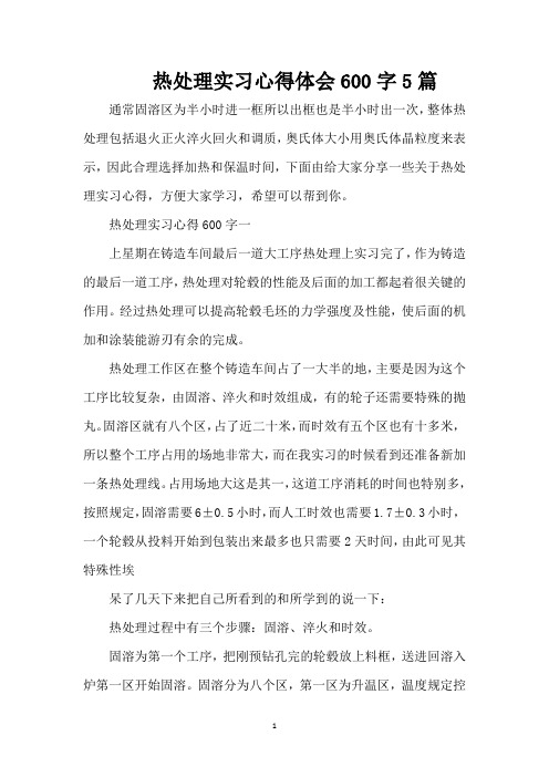 热处理实习心得体会600字5篇(精编版)