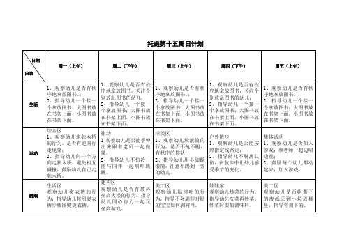 托班第十五周日计划