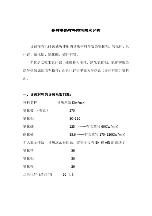 各种导热材料的优缺点分析