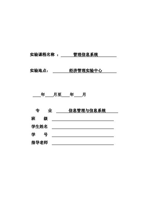 信息管理信息系统实验报告