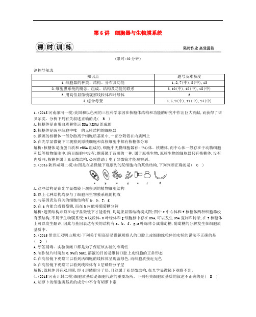 高考生物一轮复习 第二单元 细胞的基本结构和物质的输入和输出 第6讲 细胞器与生物膜系统