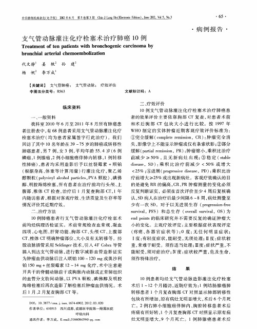 支气管动脉灌注化疗栓塞术治疗肺癌10例