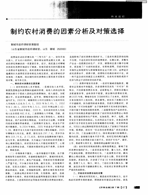 制约农村消费的因素分析及对策选择