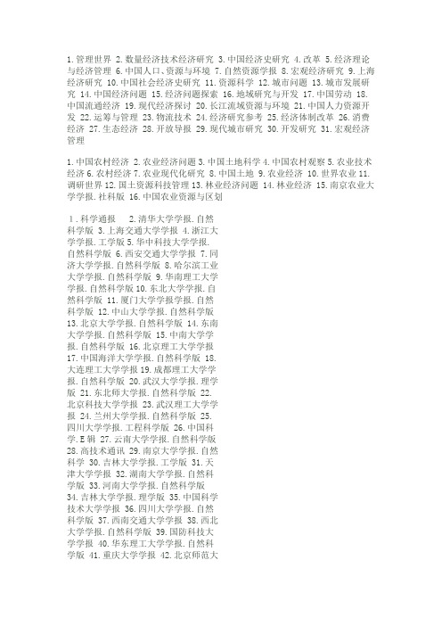 2012版北大核心期刊