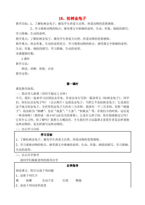 校七年级语文下册16《松树金龟子》教案(新版)苏教版