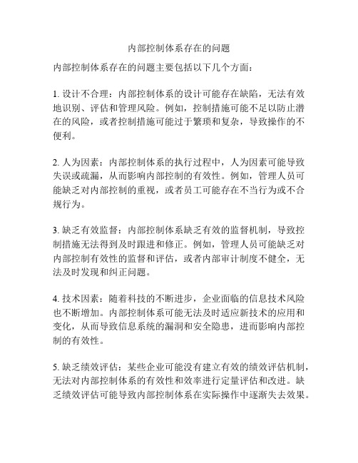 内部控制体系存在的问题