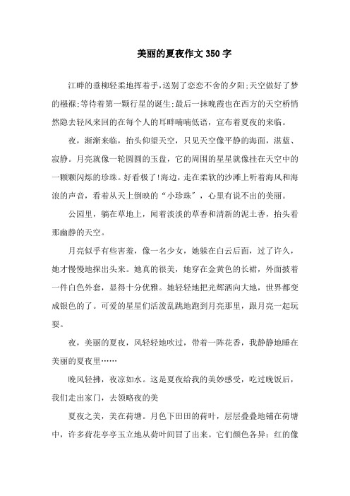 美丽的夏夜作文350字精选