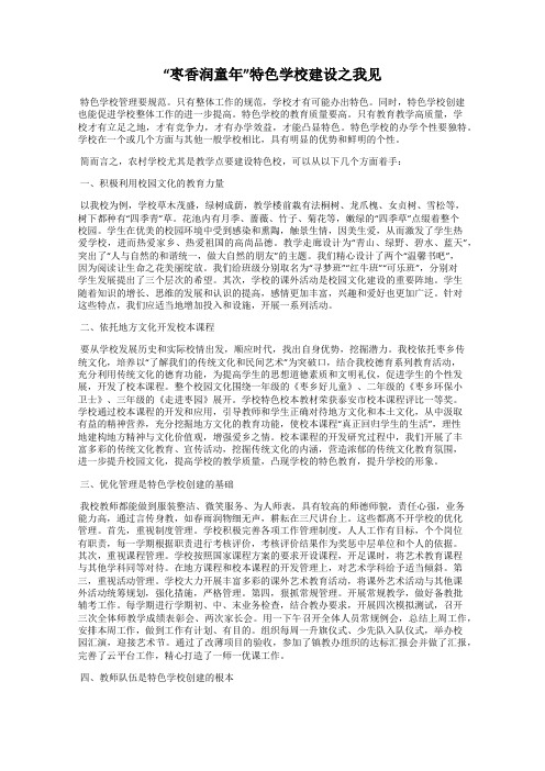 “枣香润童年”特色学校建设之我见