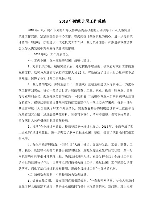2018年度统计局工作总结