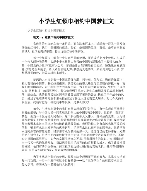 小学生红领巾相约中国梦征文