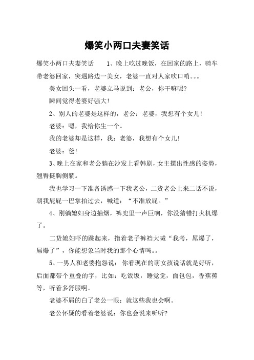 爆笑小两口夫妻笑话