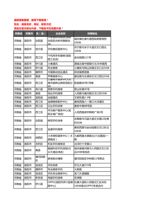 新版河南省洛阳市手机维修企业公司商家户名录单联系方式地址大全409家