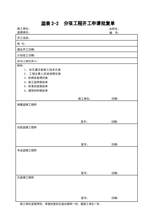 钻孔灌注桩开工报告