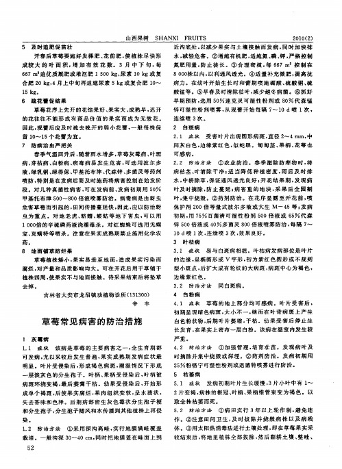 草莓常见病害的防治措施
