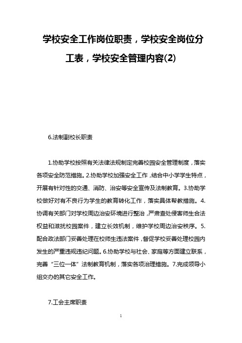 学校安全工作岗位职责,学校安全岗位分工表,学校安全管理内容(2)