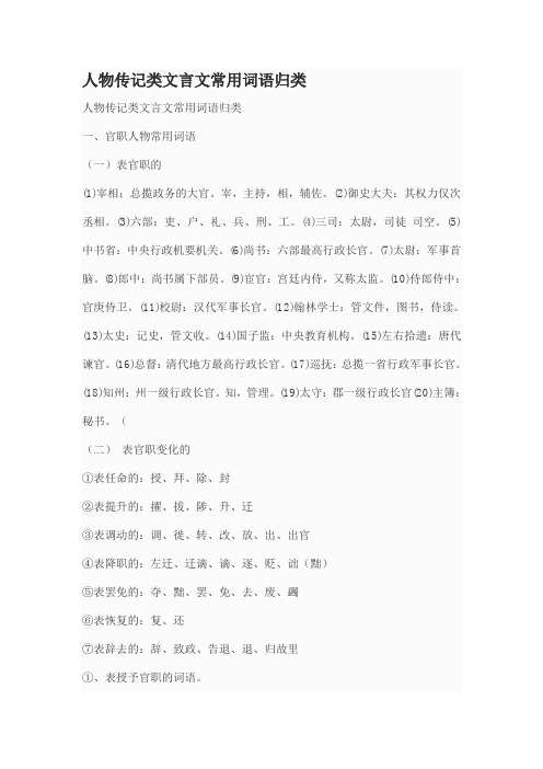 人物传记类文言文常用词语归类